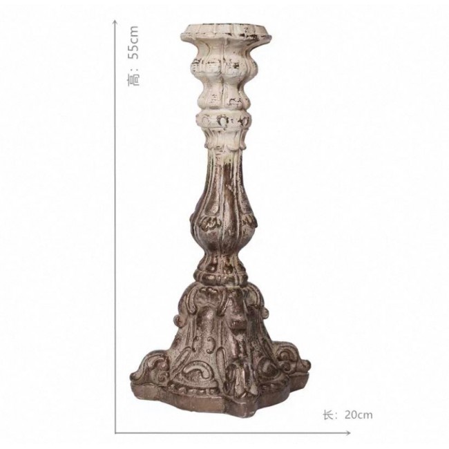 شمعدان أبيض معتق بستايل روماني شابي شيك متوفر حجم واحد 7404