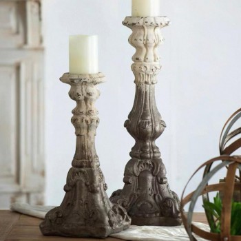 شمعدان أبيض معتق بستايل روماني شابي شيك متوفر حجم واحد 7404