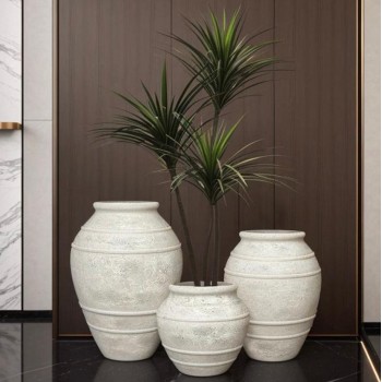 أصيص معتق أبيض فخار بتصميم أوربي متوفر 3 احجام L7090 أصيص معتق أبيض فخار بتصميم أوربي متوفر 3 احجام L7090