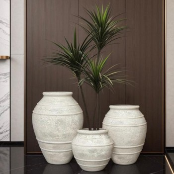 أصيص معتق أبيض فخار بتصميم أوربي متوفر 3 احجام L7090 أصيص معتق أبيض فخار بتصميم أوربي متوفر 3 احجام L7090