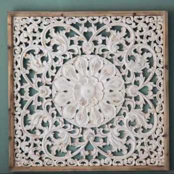 ديكور جداري خشب أبيض منحوت يدويا شابي شيك 6161