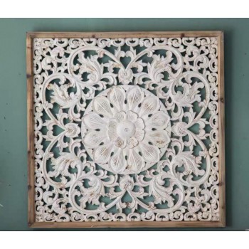 ديكور جداري خشب أبيض منحوت يدويا شابي شيك 6161