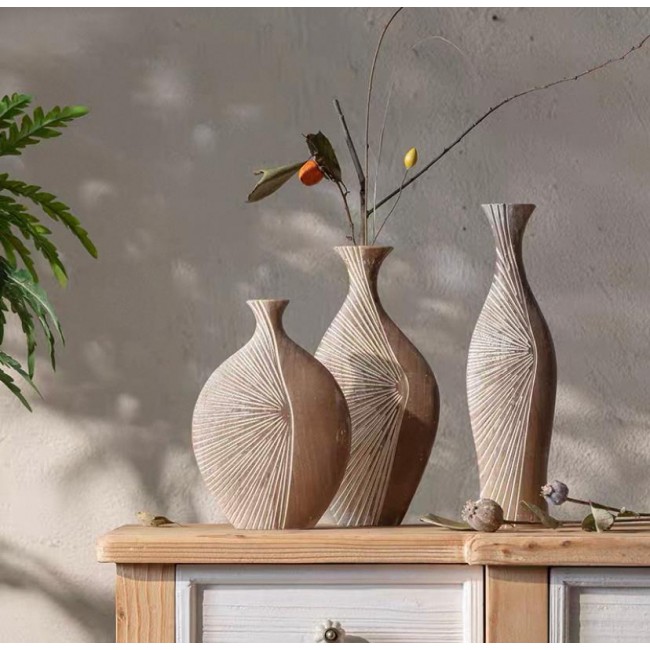 فازة خشب بتصميم فاخر مثالي لغرفة المعيشه متوفر 3 احجام 7822