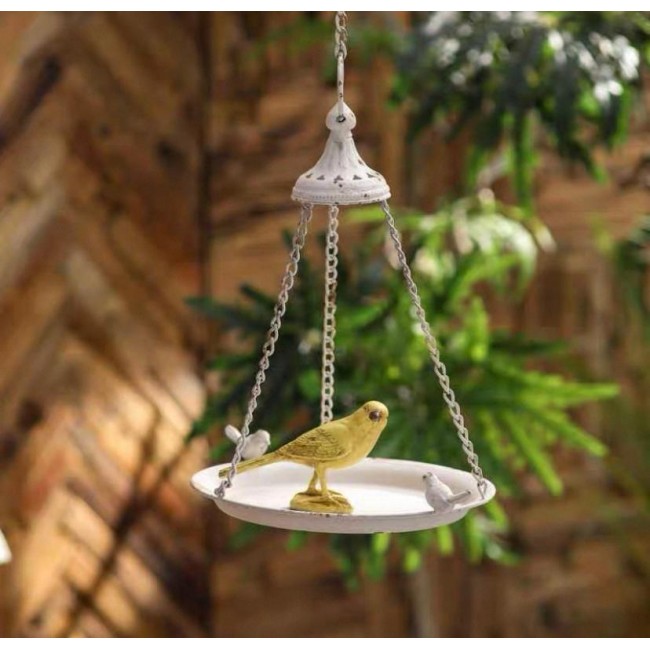 حامل حبوب الطيور معدن معتق أبيض مثالي للحديقه الخارجيه 8072