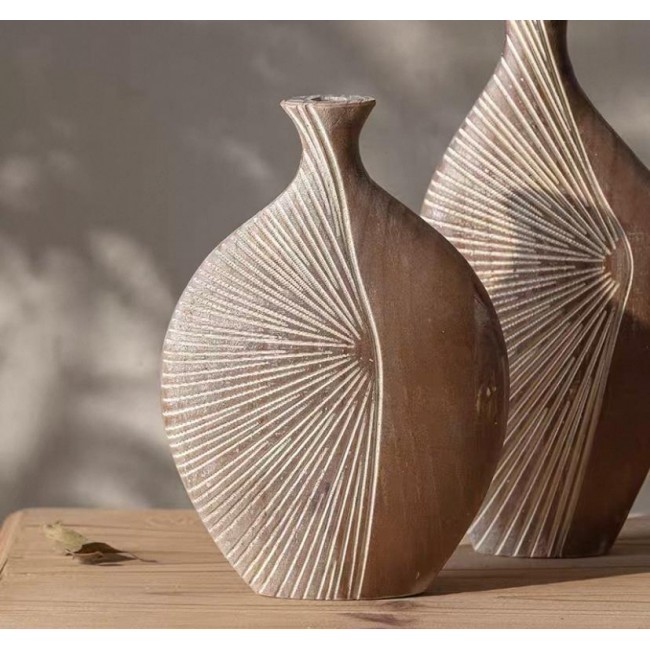 فازة خشب بتصميم فاخر مثالي لغرفة المعيشه متوفر 3 احجام 7822