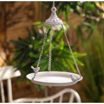 حامل حبوب الطيور معدن معتق أبيض مثالي للحديقه الخارجيه 8072