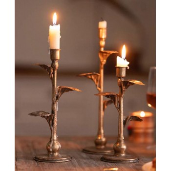طقم شمعدان كلاسيك معدن ذهبي معتق ملائم لديكور المنزل 8079