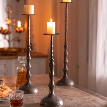 شمعدان كلاسيك معدن معتق على الطراز الاروبي متوفر 3 احجام 8080