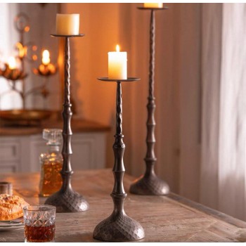 شمعدان كلاسيك معدن معتق على الطراز الاروبي متوفر 3 احجام 8080