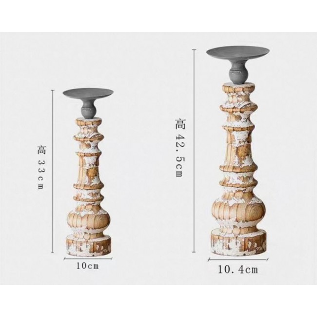 شمعدان خشب معتق بتصميم أوربي متوفر الحجمين 7830