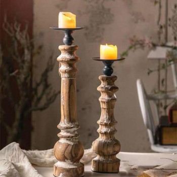 شمعدان خشب معتق بتصميم أوربي متوفر الحجمين 7830 شمعدان خشب معتق بتصميم أوربي متوفر الحجمين 7830