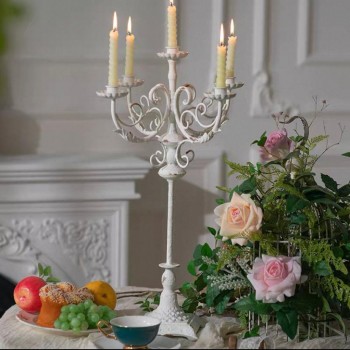 شمعدان معدن أبيض أنيق شابي شيك 7828 شمعدان معدن أبيض أنيق شابي شيك 7828