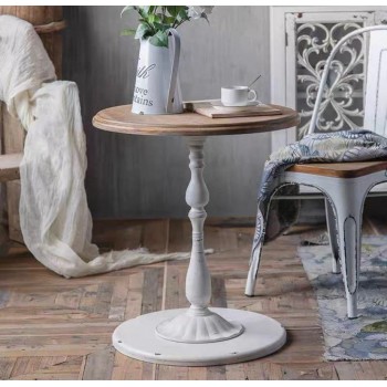 طاولة خشب طبيعي فانتج استاند معدن شابي شيك 7845