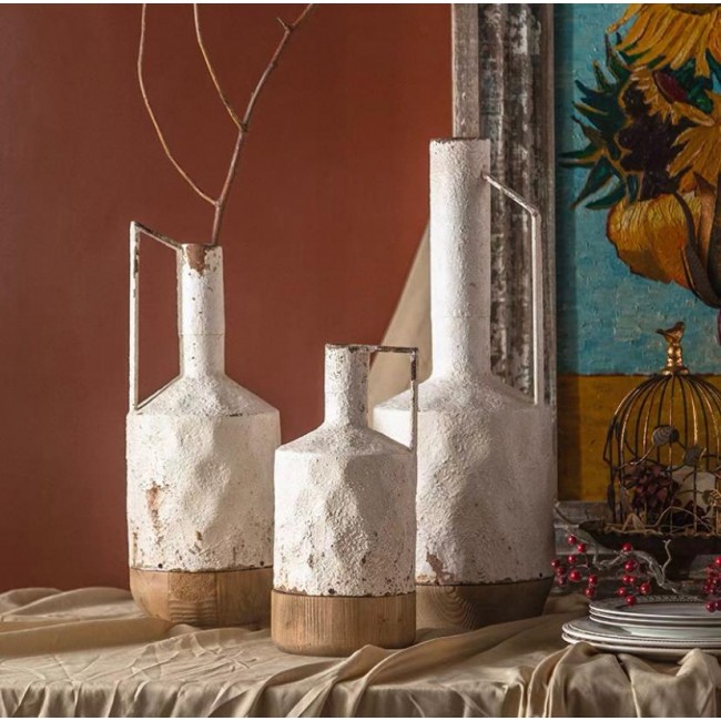 فازة معدن أبيض معتق بتصميم أوربي متوفر 3 احجام 7842