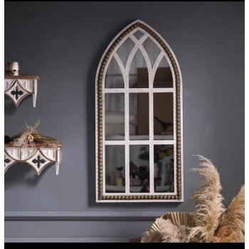 مرايا جداري خشب أبيض على الطراز الفرنسي الانيق -8091 مرايا جداري خشب أبيض على الطراز الفرنسي الانيق -8091