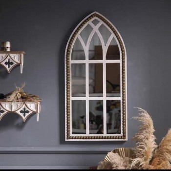 مرايا جداري خشب أبيض على الطراز الفرنسي الانيق -8091