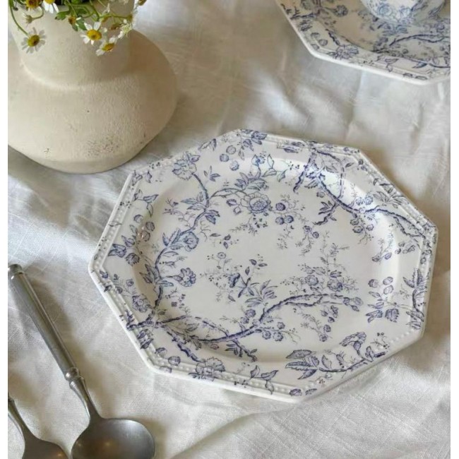 طقم صحن سيراميك بتصميم فرنسي وكوب شاي فاخر 7168 طقم صحن سيراميك بتصميم فرنسي وكوب شاي فاخر 7168