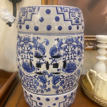 مقعد سيراميك بزخارف زرقاء فاخره L6970