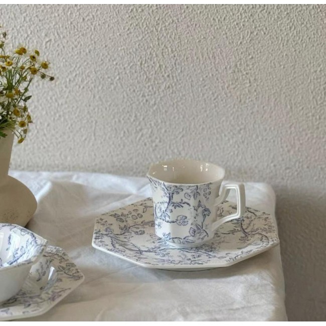 طقم صحن سيراميك بتصميم فرنسي وكوب شاي فاخر 7168 طقم صحن سيراميك بتصميم فرنسي وكوب شاي فاخر 7168