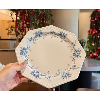 صحن سراميك بنقوش زهور زرقاء 7162 صحن سراميك بنقوش زهور زرقاء 7162