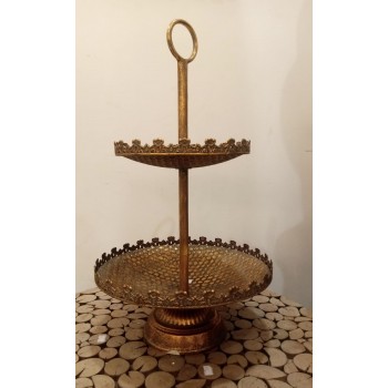 حامل حلويات معدن معتق ذهبي على الطراز الأوربي 9896 حامل حلويات معدن معتق ذهبي على الطراز الأوربي 9896