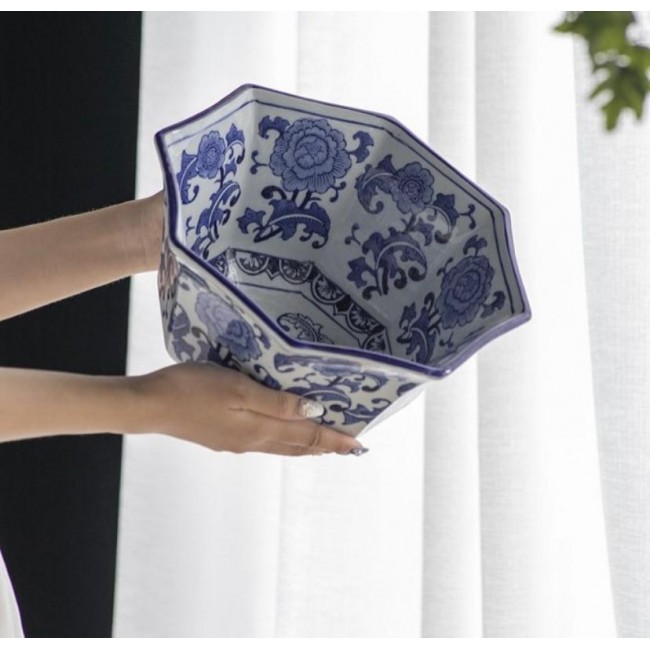 إناء سيرميك بالزخارف الزرقاء الجميله 7513 إناء سيرميك بالزخارف الزرقاء الجميله 7513