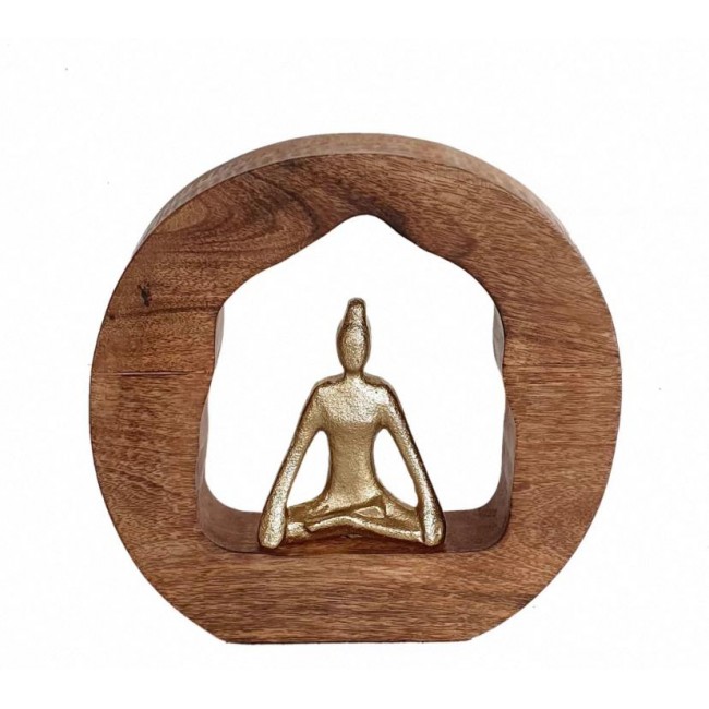 تحفة يوغا معدن باطار خشبي بتصميم مودرن 7419