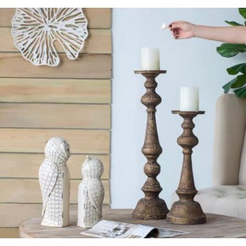 شمعدان معدن ذهبي عتيق بتصميم روماني متوفر الحجم الصغير 7407 شمعدان معدن ذهبي عتيق بتصميم روماني متوفر الحجم الصغير 7407