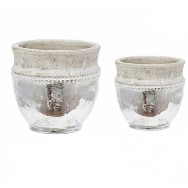 طقم فازة فخارية بتصميم مودرن 2قطعه 7520 طقم فازة فخارية بتصميم مودرن 2قطعه 7520