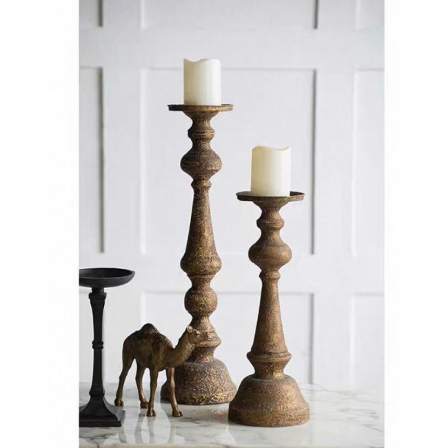 شمعدان معدن ذهبي عتيق بتصميم روماني متوفر الحجم الصغير 7407 شمعدان معدن ذهبي عتيق بتصميم روماني متوفر الحجم الصغير 7407