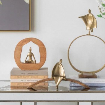 تحفة يوغا معدن باطار خشبي بتصميم مودرن 7419