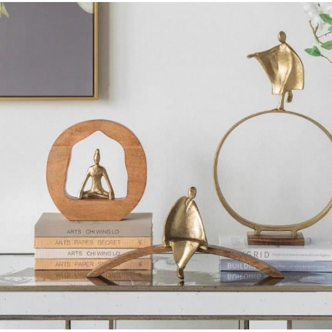 تحفة يوغا معدن باطار خشبي بتصميم مودرن 7419