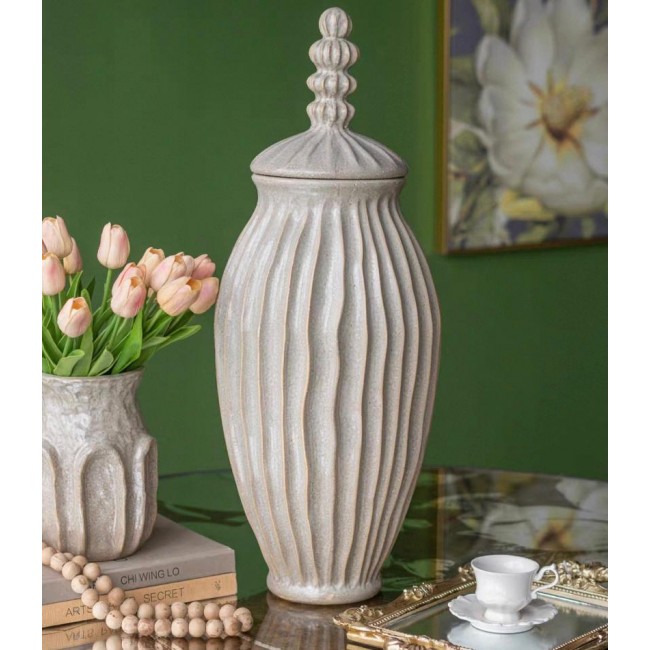 فازة سيراميك بستايل روماني جميل متوفر الحجمين  7451