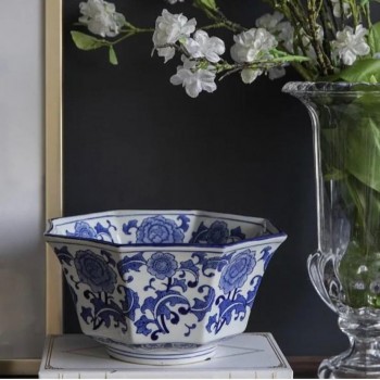 إناء سيرميك بالزخارف الزرقاء الجميله 7513