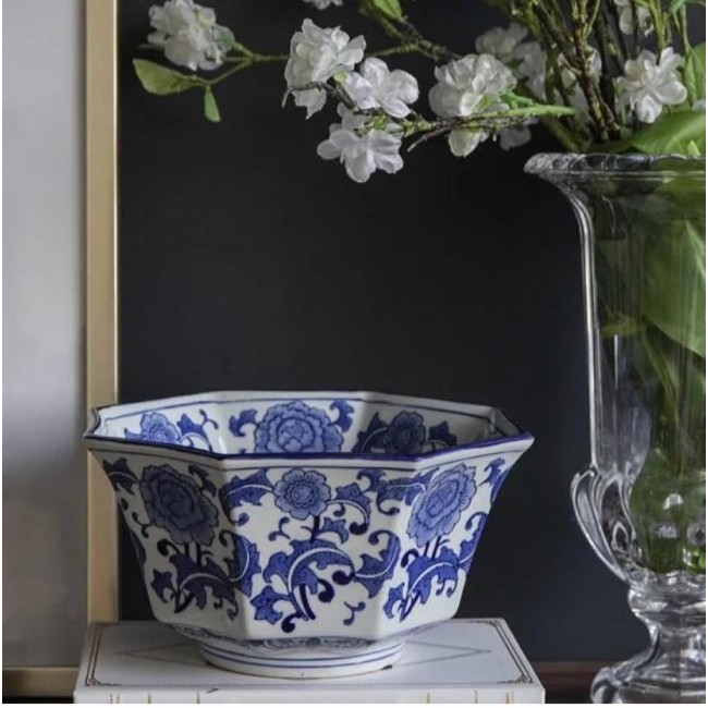 إناء سيرميك بالزخارف الزرقاء الجميله 7513 إناء سيرميك بالزخارف الزرقاء الجميله 7513