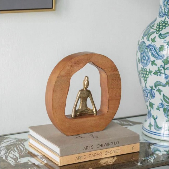 تحفة يوغا معدن باطار خشبي بتصميم مودرن 7419