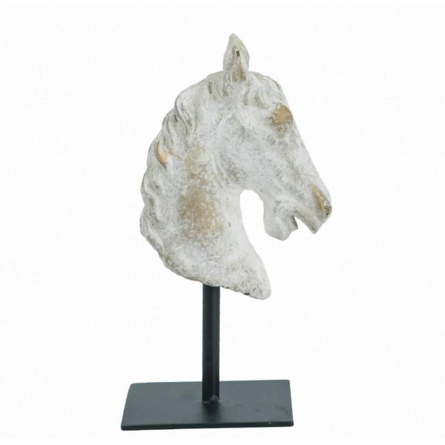 تحفة حصان خشب أبيض بقاعدة معدن متوفر الحجمين 7573