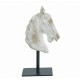 تحفة حصان خشب أبيض بقاعدة معدن متوفر الحجمين 7573