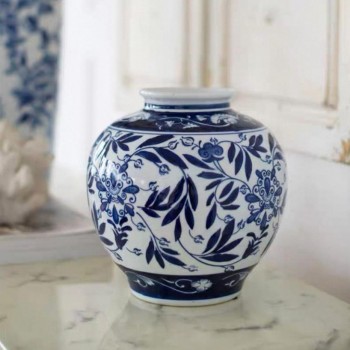 فازة سيراميك بنقوش زرقاء جميلة ملائمه لديكور المنزل 7495