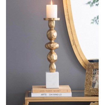 شمعدان ذهبي معدن بقاعده رخامية بتصميم حديث 7550 شمعدان ذهبي معدن بقاعده رخامية بتصميم حديث 7550