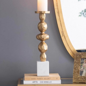 شمعدان ذهبي معدن بقاعده رخامية بتصميم حديث 7550 شمعدان ذهبي معدن بقاعده رخامية بتصميم حديث 7550