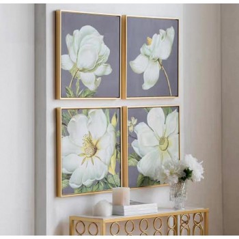 طقم لوحة مطبوع كالنفس باطار ذهبي خشب مكون 4 قطع 7747 طقم لوحة مطبوع كالنفس باطار ذهبي خشب مكون 4 قطع 7747