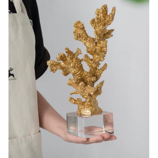 فازة بتصميم شعب مرجانيه ذهبي بقاعده زجاجيه 7589