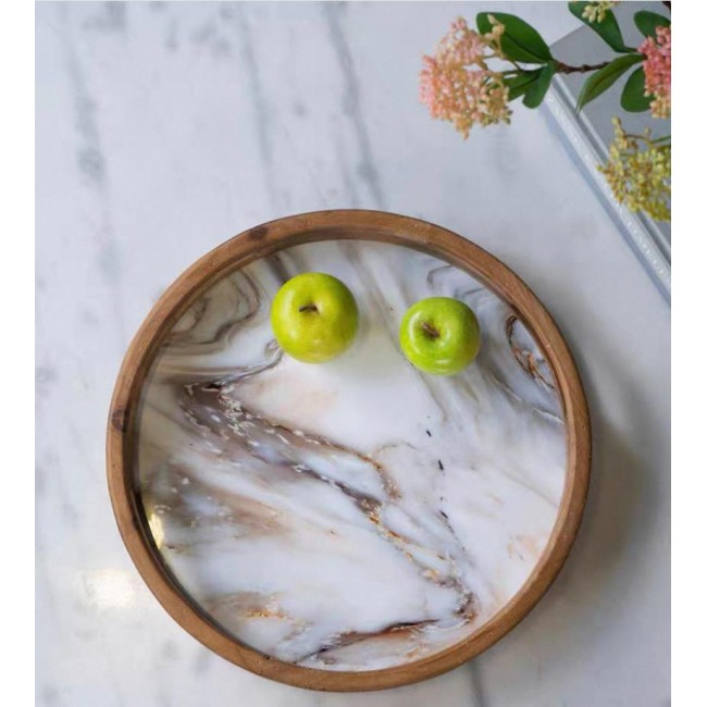 طقم صينية خشب رخامية فاخره 2قطعه بحجمين 7663