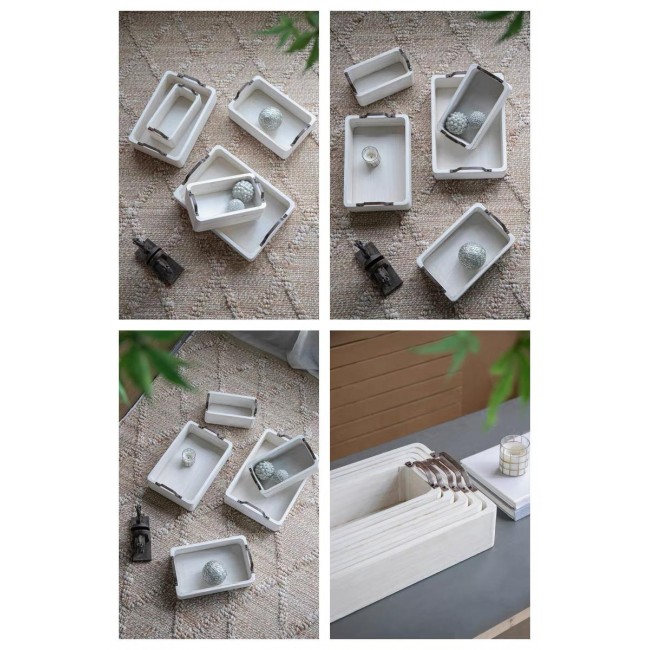 طقم صينيه خشب أبيض بمسكه معدن 5 قطع 7661