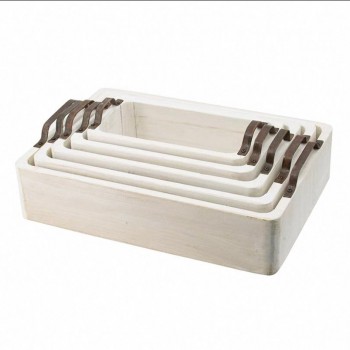 طقم صينيه خشب أبيض بمسكه معدن 5 قطع 7661