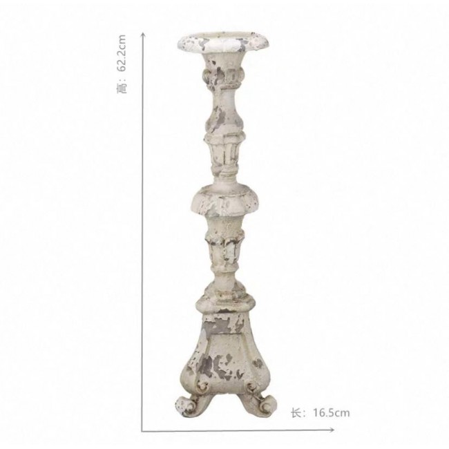 شمعدان  أبيض معتق بتصميم روماني مثالي لديكور المنزل متوفر الحجمين 7404