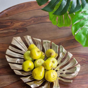 صحن ذهبي معدن بتصميم ورق أستوائي 7667