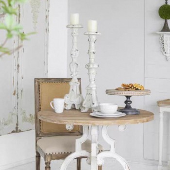 شمعدان  أبيض معتق بتصميم روماني مثالي لديكور المنزل متوفر الحجمين 7404