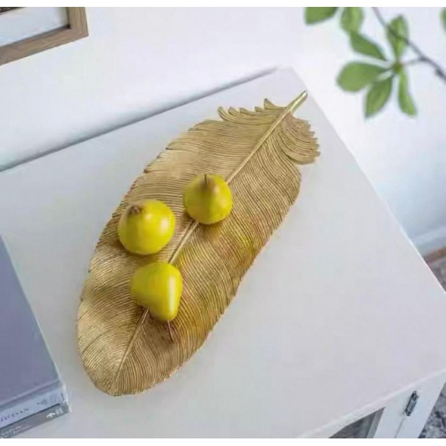 صحن ريشه ذهبي من راتنج مثالي لديكور المنزل 7670